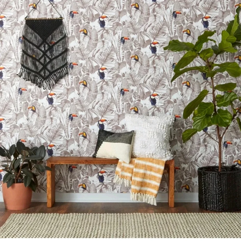 Tempaper & Co. Toucan Removable Peel and Stick Wallpaper, Newspaper, 28 sq